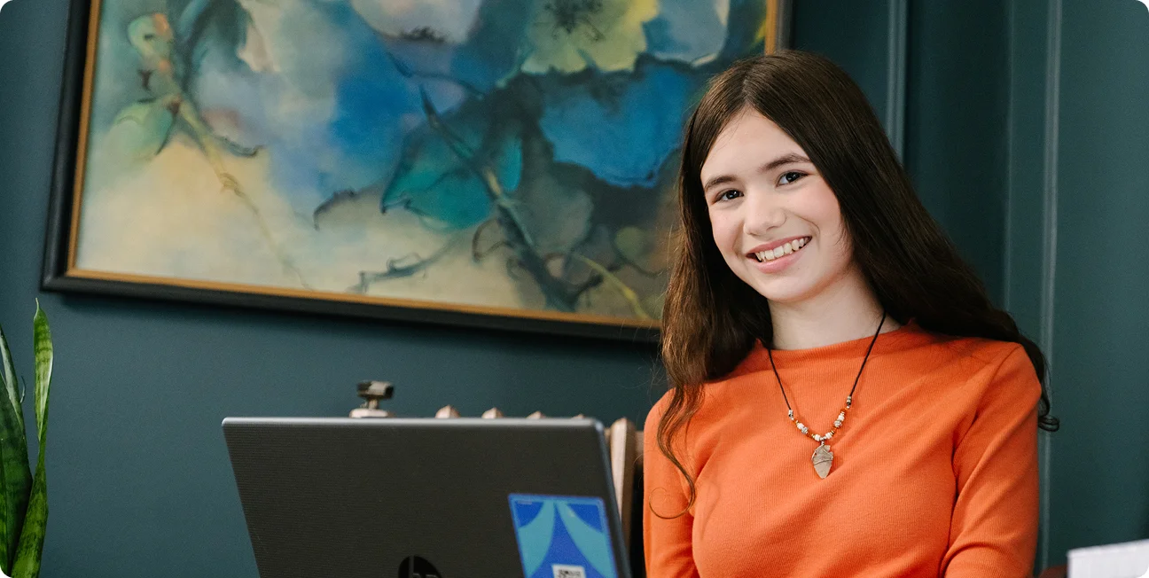 Student with her laptop