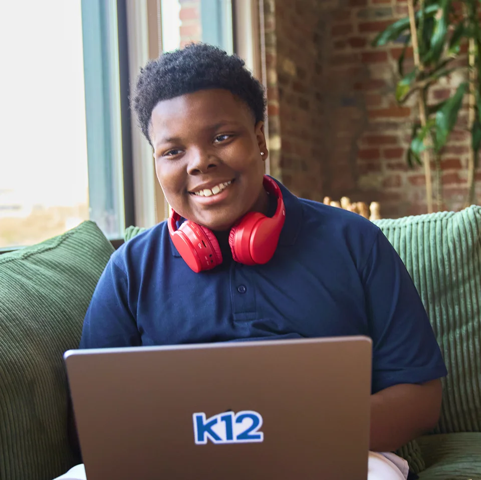 Student working with his laptop